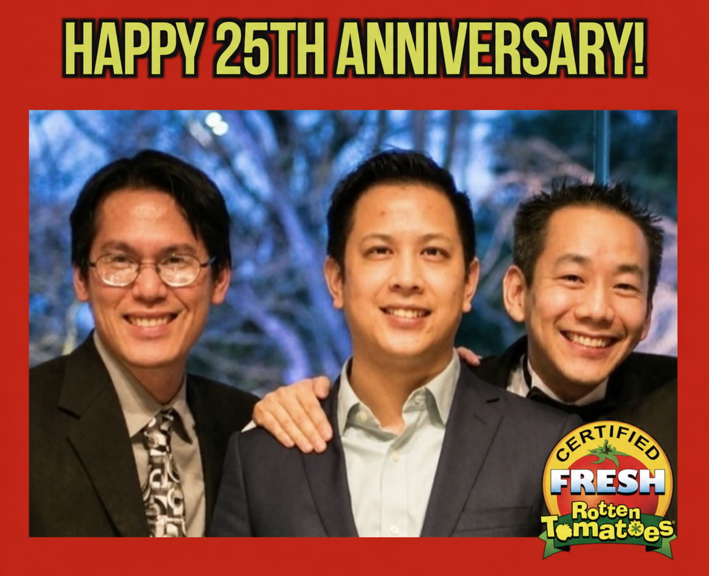 Rotten Tomatoes co-founders celebrating the site's 25th anniversary