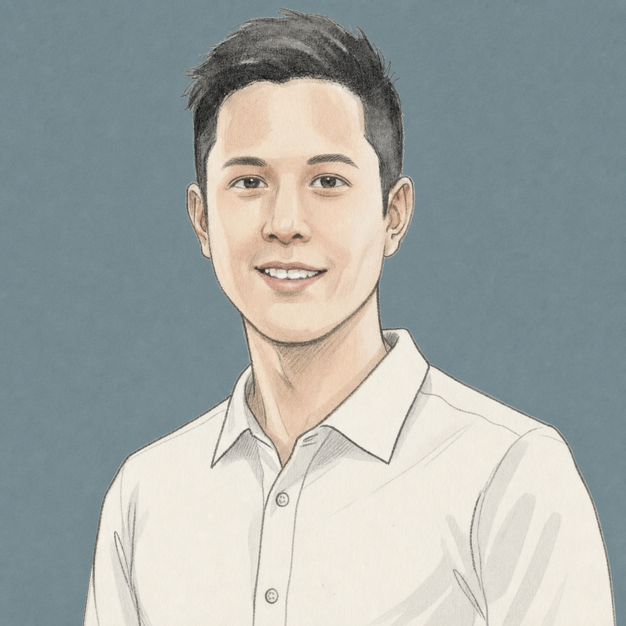Illustrated portrait of Stephen Wang